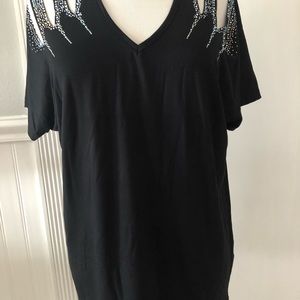 Black womens stretchy to with bling